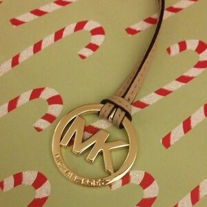 Michael Kors Gold and Tan Logo Keychain/ Purse Charm